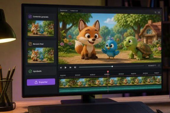 Vista previa del contenido de animación generado y listo para exportar